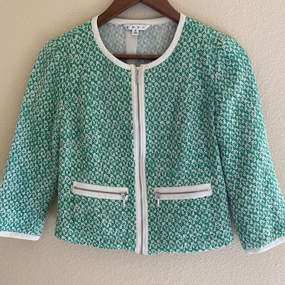 CAbi Clover Tweed Green Jacket - Picture 2 of 8